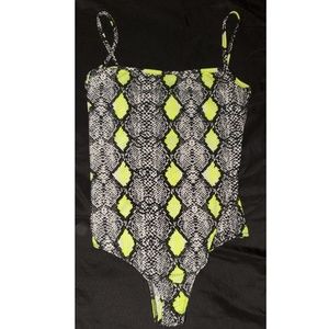Black and Neon Yellow Bodysuit
